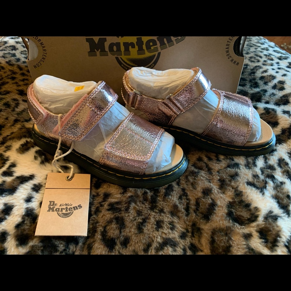 Metallic pink doc marten sandals